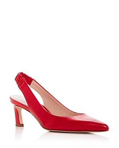 Shop Stuart Weitzman Women's Hayday Leather Slingback Pointed Toe Pumps In Pimento