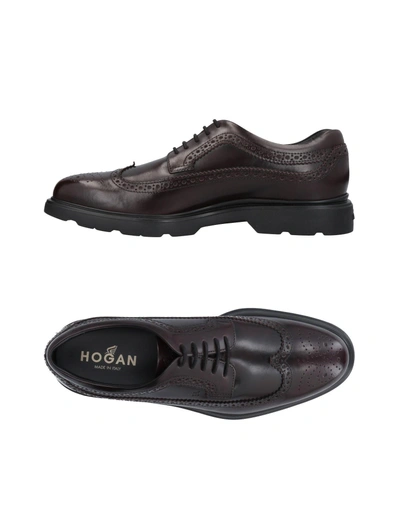 Shop Hogan Laced Shoes In Deep Purple