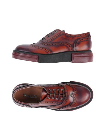Shop Pollini Lace-up Shoes In Rust