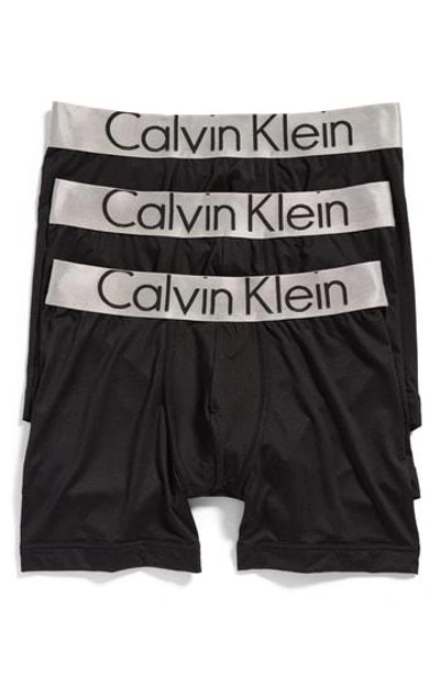 Shop Calvin Klein Steel Micro 3-pack Boxer Briefs In Black