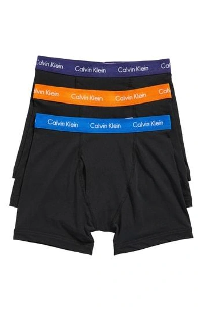 Shop Calvin Klein 3-pack Boxer Briefs In Black/ Blue/ Deep Sunset