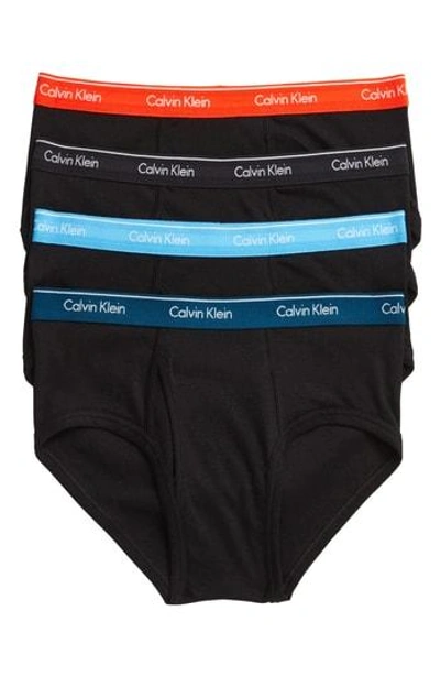 Shop Calvin Klein 4-pack Cotton Briefs In Black W/ Orange/ Blue/ Black