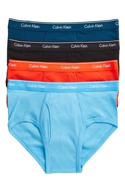 Shop Calvin Klein 4-pack Cotton Briefs In Orange/ Blue Multi/ Black