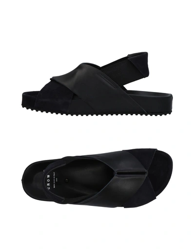 Shop Leather Crown Sandals In Black