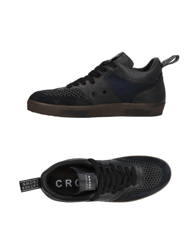 Shop Leather Crown Sneakers In Black