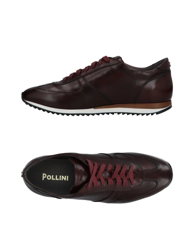 Shop Pollini Man Sneakers Burgundy Size 7 Calfskin In Red