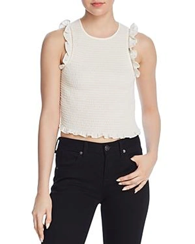 Shop Likely Thomes Ruffled Smocked Cropped Top In White