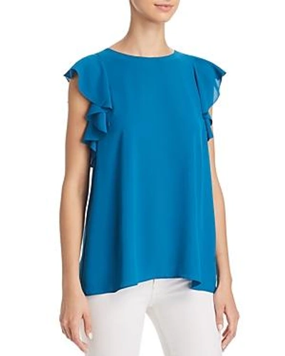 Shop T Tahari Kelby Ruffle Blouse In Marina