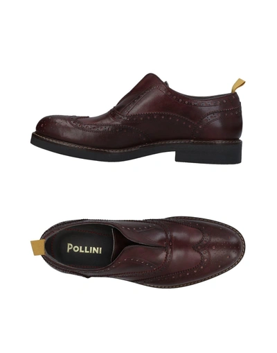Shop Pollini Man Loafers Burgundy Size 7 Calfskin In Red