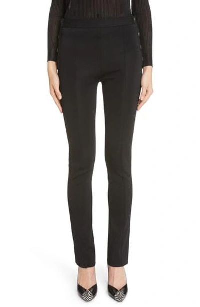 Shop Givenchy Button Punto Milano Knit Pants In Black