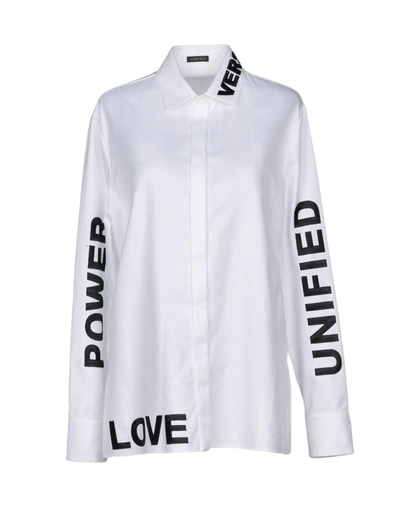 Shop Versace Solid Color Shirts & Blouses In White