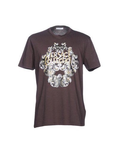 Shop Versace T-shirt In Dark Brown