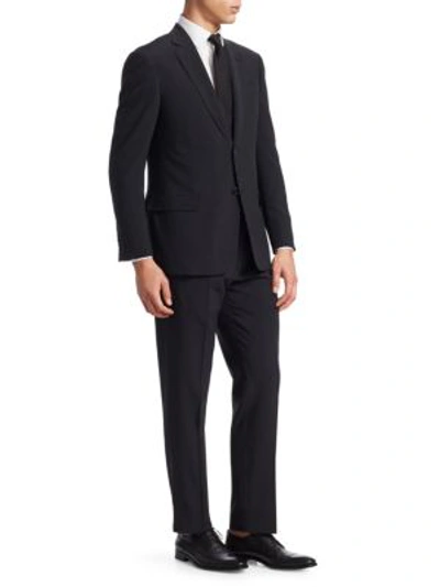 Shop Armani Collezioni Wool Seersucker G Line Suit In Black