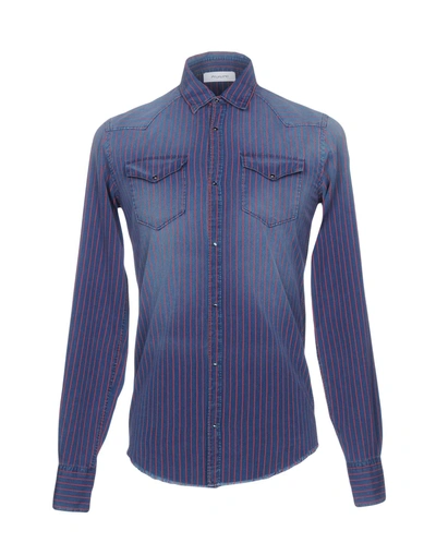 Shop Aglini Denim Shirt In Blue
