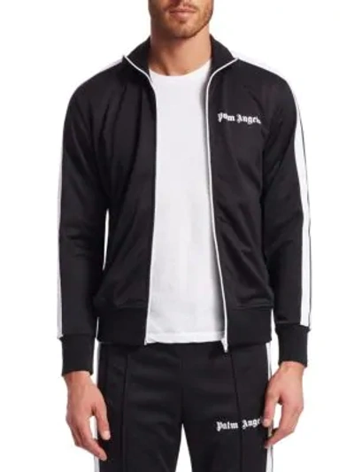 Shop Palm Angels Signature Track Jacket In Black White