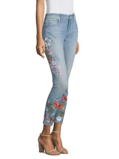 Shop 7 For All Mankind Floral Embroidered Ankle Skinny Jeans In Light Riviera Embroidery