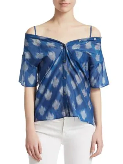 Shop Theory Tamalee Ikat Top In Blue Multi