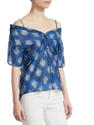 Shop Theory Tamalee Ikat Top In Blue Multi