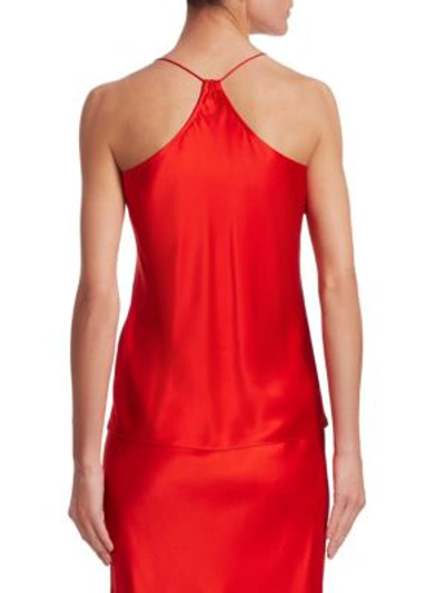 Shop Theory Draped Back Slip Top In Fiery Red