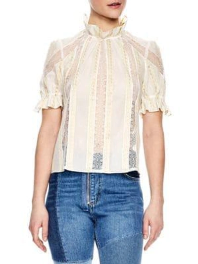 Shop Sandro Ramia Lace Top In Ecru