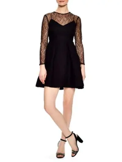 Shop Sandro Jeanette Short Lace Dress In Black