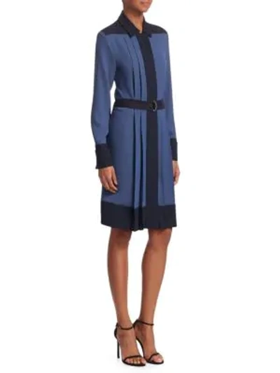 Shop Piazza Sempione Colorblock Shirtdress In Bluette