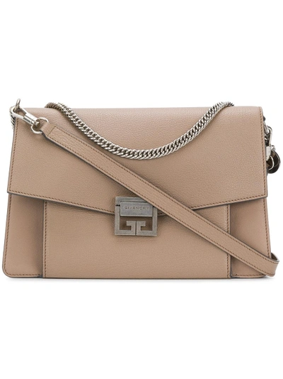 Shop Givenchy Foldover Chain Crossbody Bag In Neutrals