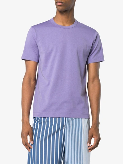 Shop Comme Des Garçons Shirt Rear Logo Print Cotton T Shirt In Pink&purple