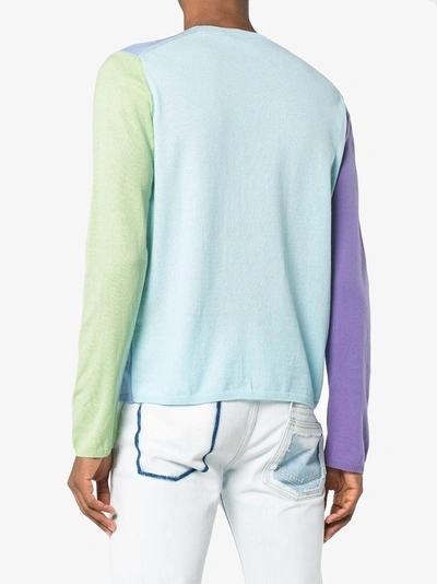 Shop Comme Des Garçons Shirt Bi-colour Long Sleeve Jumper In Blue