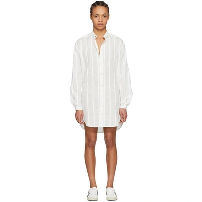 Shop Saint Laurent White Oversized Shirt Dress In 9601 Craie