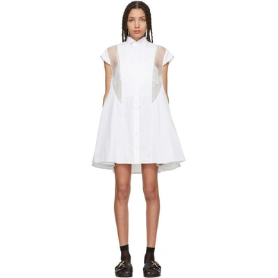 Shop Sacai White Panelled Short Dress