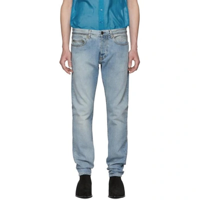 Shop Saint Laurent Blue Skinny Jeans In 4061 Dv Blu