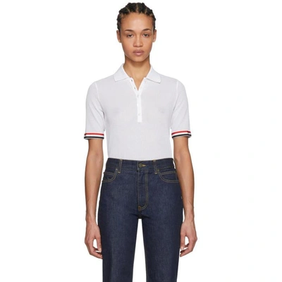 Shop Thom Browne White Relaxed-fit Polo In 100 White
