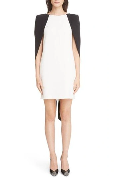 Shop Givenchy Colorblock Crepe Cape Dress In Ivory