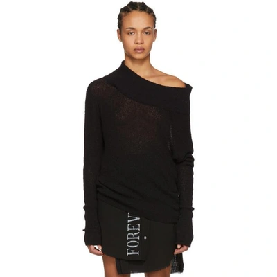 Shop Ann Demeulemeester Black Sibilla Off-the-shoulder Sweater In 099 Black