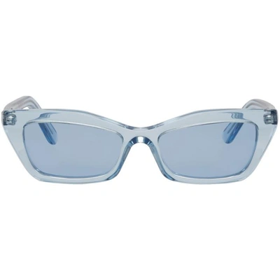 Shop Balenciaga Blue Thin Cat-eye Sunglasses In 84v Shinytr
