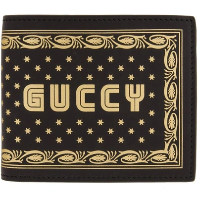 Shop Gucci Black Guccy Sega Logo Bifold Wallet In 1055 Black