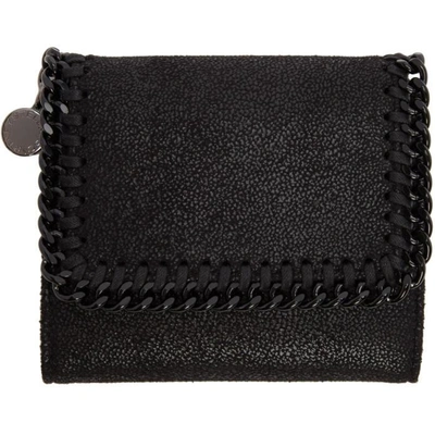 Shop Stella Mccartney Black Falabella Small Flap Wallet
