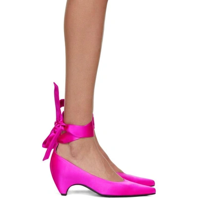 Shop Stella Mccartney Pink Satin Mary Jane Heels In 5817 H Pink