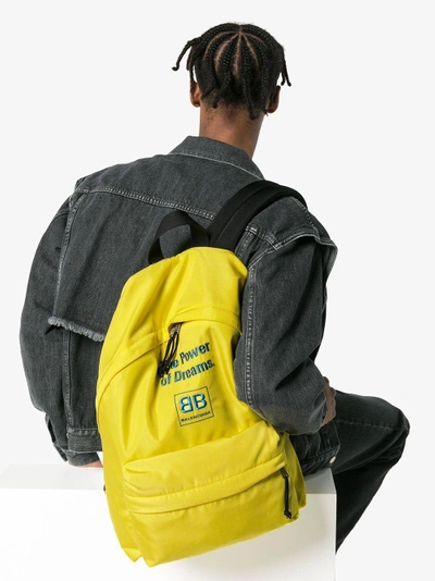 Shop Balenciaga Power Of Dreams Embroidered Backpack In Yellow/orange