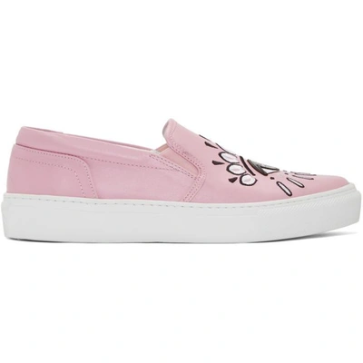 Shop Kenzo Pink Eye K-slate Slip-on Sneakers In 32 - Sport