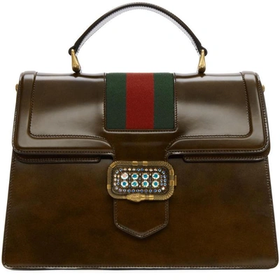 Gucci Linea Medium Top-handle Bag With Snake-frame Buckle In 2074 Brown