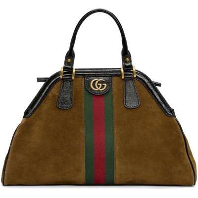 Shop Gucci Brown Medium Suede Ophidia Bag In 2863 Brown