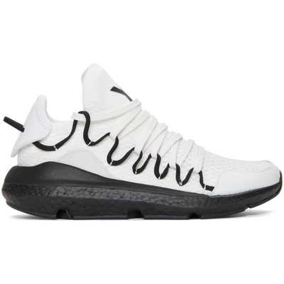 Shop Y-3 White Kusari Boost Sneakers In White/black