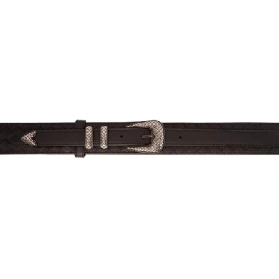 Shop Bottega Veneta Black Nappa Intrecciato Belt