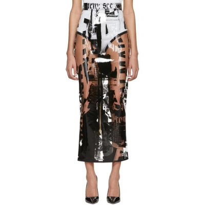 Shop Balmain Transparent Newspaper Print Skirt