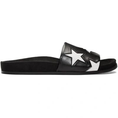 Shop Stella Mccartney Black And White Star Slides In 1006 Bl W