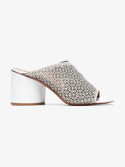 Shop Robert Clergerie Clergerie White Cara 75 Leather Mules