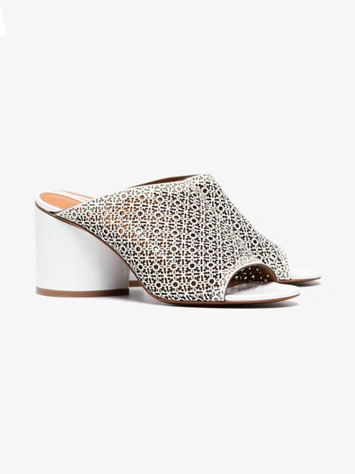 Shop Robert Clergerie Clergerie White Cara 75 Leather Mules