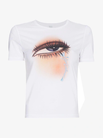 Shop Adam Selman Eye Print T Shirt In White